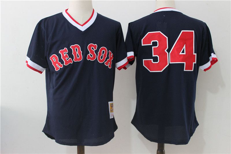 Men Boston Red Sox #34 David Ortiz Mesh Throwback MLB Jerseys->->MLB Jersey